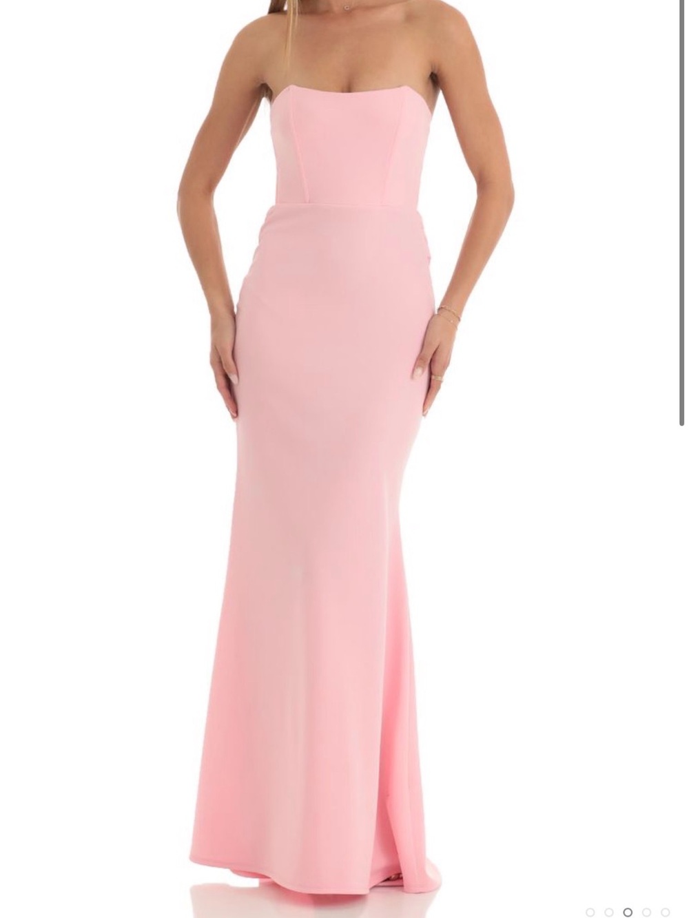 Lucy In The Sky Ruched Strapless Corset Maxi Formal Dress (Pink) small - Picture 1 of 13